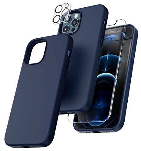 TOCOL Silicone for iPhone 12 Pro Max Case 6.7-Inch, Liquid Silicone Multi-Color Slim Silky-Soft Touch Anti-Scratch Shockproof Protective Phone Cover, Blue