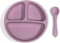 kidoo - Vajilla para Bebé de Silicona con Diseño Ergonómico, Alimentación Infantil Libre de BPA, Accesorio de Aprendizaje y Destete (Plato + Cuchara, Violeta)