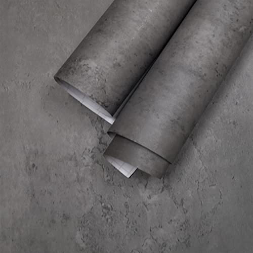 HOLOMEY Dunkelgraue dicke Betontapete, abziehen und aufkleben, Zement-Kontaktpapier, selbstklebend, Vinyl, Arbeitsplatte, wasserdicht, Wandaufkleber, anwendbar für Küche, Schlafzimmer, Wohnzimmer,
