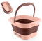 AWA Foot Soaking Tub, Collapsible Foot Bath Soak Tub for Soaking Feet, Pedicure Bowl, Plastic Feet Soaking Tub with Acupressure Massage Points, Foldable Laundry Basket (Pink Foot Tub)