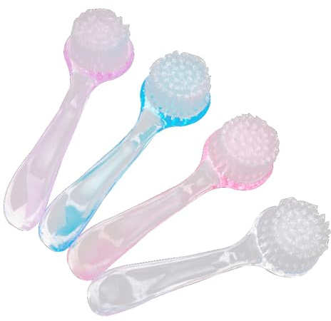 Artibetter 4 Pack Face Cleaning Brush Sheep Horn Brush for Wet and Dry Brushing Deep Pore Scrubber Facial Exfoliator Ergonomic Handle Skin Care Cleaning for Makeup Grease and Impurities