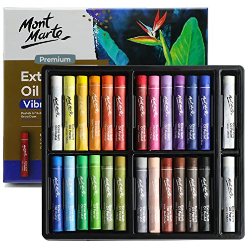 MONT MARTE Extra Soft Oil Pastels 26pc, Assorted Bright Colours, Vibrant and Buttery, Versatile Art Pastels for Blending, Layering & Shading, Ideal for Art, Craft, Colouring and Sketching