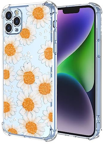 RankOne Phone Case Suitable for iPhone 11 Pro (5.8 Inches) Transparent TPU Silicone Color Drawing Pattern Case - Daisy