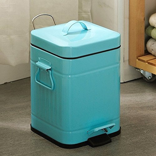 Treteimer, Blue Iron Art Vintage Mülleimer Küche Badezimmer Büro Mülleimer Universal Mülleimer 3L/6L/12L (Blau 16 * 16 * 23CM)
