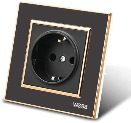 Interruptor mecánico de luz, Interruptor de pared de 1 vía y 1 gancho de 10 A, Interruptor de luz de pared de 86 mm (Steckdose alta, NEGRO)