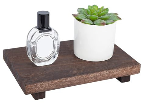 NBEADS Supporto Piedistallo in Legno per Bancone Bagno Cucina, Vassoio Portasapone in Legno Vassoio da Esposizione Rustico per Candele Bottiglie Asciugamani per Trucco Pianta, Marrone Noce di Cocco