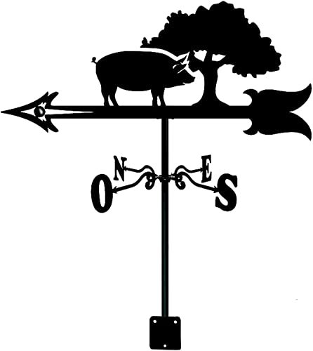 Wetterfahne Schwein Elster Vogel Silhouette Edelstahl Gartenstecker Wetterfahne Messwerkzeuge Windrichtungsanzeiger Wetterhahn 35 * 50 cm