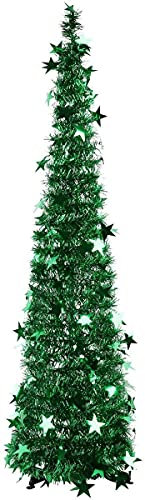 ATHUAH Weihnachtsbaum Pop-Up-Weihnachtsbaum 5 Fuß Lametta-Baum Zusammenklappbare Weihnachtsbäume Künstliche Bleistift-Weihnachtsbäume mit glänzenden Pailletten für Kamin-Weihnachtshochzeit