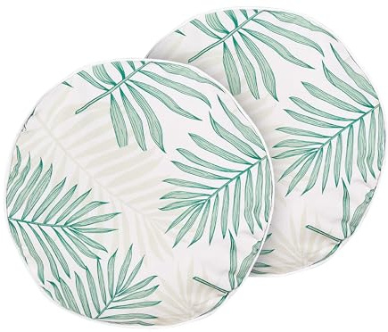 Set aus 2 Gartenkissen für den Außenbereich ⌀ 40 cm Polyester Palmenblatt-Motiv Rund Beige and Grün Poggio