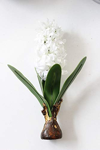 SaditY Artificial Flower Hyacinth with Bulbs Ceramics Silk Flower Simulation Leaf Wedding Garden Decor Home Table accessorie Plant 1pc - (Color: White), Style