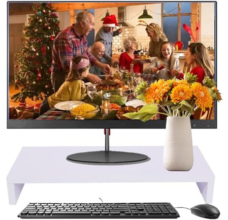 Monitorständer aus Holz, Monitorerhöhung für Laptop, Computer, PC, Drucker, LED-LCD-Computer-Monitorerhöhung, Desktop-Organizer, Display-Halterung, Rack, 50 X 20 X 7,7 (WHITE)