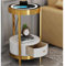 KEJIAWU Intelligenter Nachttisch, LED-Nachttisch, Schmaler Nachttisch Mit Schubladen, Runder Beistelltisch, Intelligenter Couchtisch, für Wohnzimmer, Schlafzimmer (Color : Gold, Size : White Drawers)