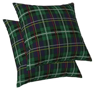 ggaimwf Tartan Housse Coussin 45x45cm Coussins à thème écossais Oreillers à Carreaux Vert Ferme Housses de Coussin Coussin de canapé Style Maison de Campagne Lot de 2