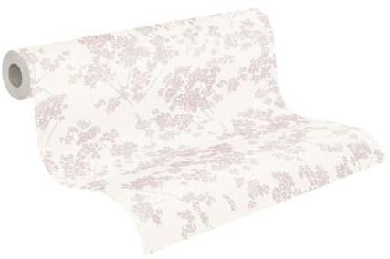 A.S. Création Vliestapete 10,05 m x 0,53 m mit Landhausflair - Weiß, Rosa - florale Mustertapete Made in Germany - 395481
