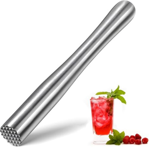 QHFlashbuy Pilon à Glace,Pilon à Cocktail en Acier Inoxydable,Cocktail pour Citron Vert,Pilon à Cocktail De Bar pour Concasser des Glaçons Mojito Cuisine Bar Restaurant,Glace