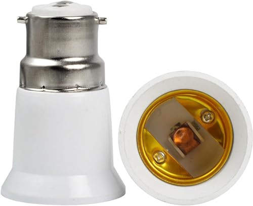 Enyolidimk White Bayonet BC B22 to ES E27 Screw Light Bulb Adaptor Lamp Fitting Converter Holder, Lamps, Bases and Shades, Lamp Bases
