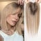 HAIRCUBE Haartopper für Frauen Top Haarteile 100% echtes menschliches Haar mit Pony Menschenhaartopper mit Schweizer Spitzenbasis handgebundenes Haar verlieren/dünnen Haar 14inch ombre hellbraun