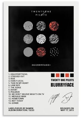 MOMYO Twenty One Poster Piloten, Blurryface, Musikalbum, Cover, Poster für Zimmer, Leinwand, Wandkunst, Schlafzimmer-Dekor, 40 x 60 cm, ungerahmt, 3