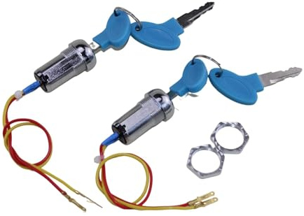 Trkimal 2 Sätze 2 Drähte Zündschalter mit Schlüssel, Schlüsselschalter, Zündung Key, Zuendschloss Roller Schlüsselschalter 12v 2 Polig 30A für Elektro-Roller ATV Moped Go Kart