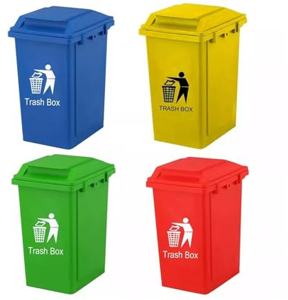 BURAKH 20L Recycling Bin Dustbin Rubbish 20 Liter Flat Lid Waste Trash | Foot Pedal Bin Home Bedroom Bathroom Kitchen | Indoor Outdoor Rubbish and Waste Bin (Yellow)