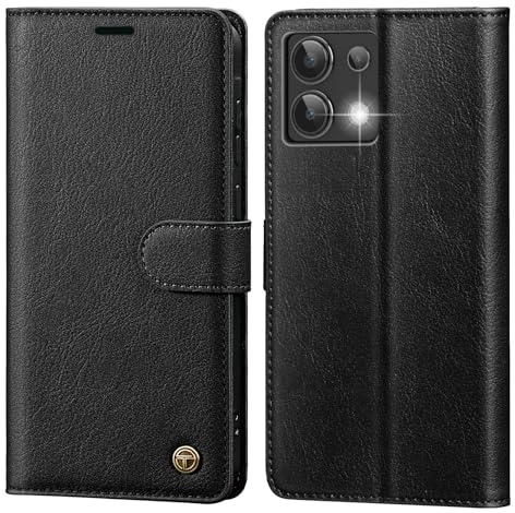 CASBST Handyhülle für Xiaomi Redmi Note 13 4G Hülle Premium Leder Schutzhülle Klappbar mit Kartenfach Ständer Magnet Handytasche mit RFID Flip Case Cover Klapphülle für Redmi Note 13 4G Schwarz