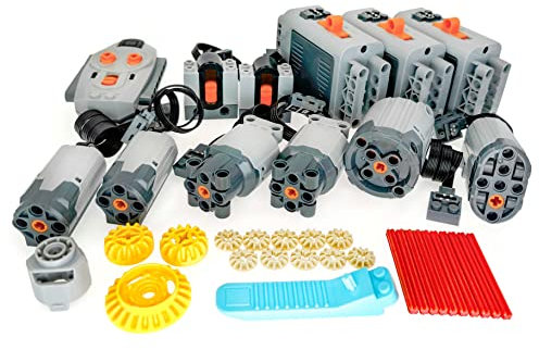 37Pcs Technical Power Function Kit Set 3X Battery Box, 2X L-Motor, 2X M-Motor, 1X XL-Motor, 2X IR Receiver, 1X IR Remote Control Building Block
