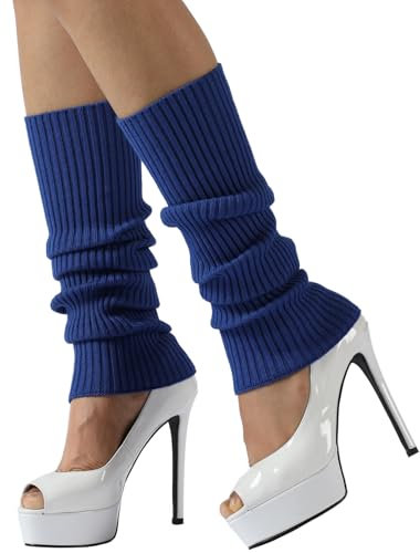 Nanxson Damen Kurz Beinstulpen Gestrickt Stulpen Winter Beinwärmer Legwärmer für Tanz Ballett Yoga 80er Jahre Kostüm Zubehör (A-Dunkel Blau)
