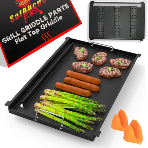 Rechteckige Grillplatte in voller Größe für Weber Grill Griddle Spirit 300 Spirit II E-310 Serie 6787 Grilleinsatz für Weber Spirit 2 auch für Broil King Baron 440 Baron 320 Grill mit Griffen, Schwarz
