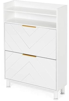 Zhaoj24-05 Platzsparender Schuhschrank Platzsparender, versteckter Schuhschrank mit 2 Klappschubladen, Schuhregal, schmaler Schuhschrank for Eingangsbereich/Flur/Schrank, Schuhregal Schuhaufbewahrung