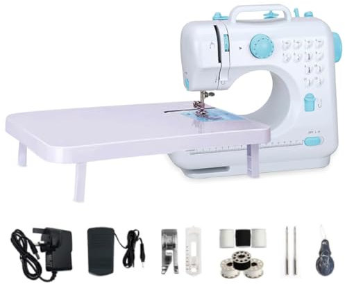 Uadme Mini Sewing Machine for Beginner, Household Small Electric Sewing Machines with 2 Speed 12 Built-in Stitch Patterns, Basic Sewing Set with Extension Table