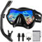 Vautvis Masque Plongée Adulte, Kit De Masque De Plongée avec Tuba, Masque Tuba Adulte Snorkeling, Masque De Plongée Anti-Buée, avec Lentille en Verre Trempé pour La Plongée en Apnée