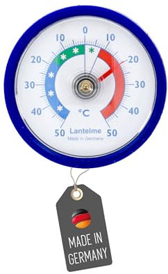 Lantelme Kühlschrankthermometer Selbstklebend Temperatur + - 50°C Analog | Thermometer Blau für Gefrierschrank Eisfach Kühltheke Kühlzelle Kühlfach Kühlschrank | Bimetall Analog (Blau)