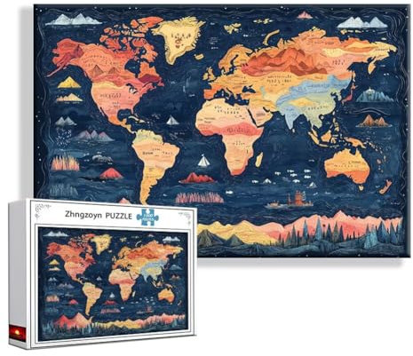 World Map Jigsaw Puzzles for Adults 5000 Piece, Landscape Jigsaw for Adults Impossible Challenge Large 156x105cm, 2025 Difficult Wooden Puzzle with Gift Box for Home Decoration Gifts for Women Man A-3