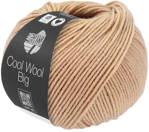 LANA GROSSA Cool Wool Big | Extrafeine Merinowolle waschmaschinenfest und filzfrei | Handstrickgarn aus 100% Schurwolle (Merino) | 50g Wolle zum Stricken & Häkeln | 120m Garn FB 1037