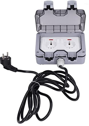 Garosa 16A Suten de Alimentación Europea Dual con Interruptor de Alimentación, Cubierta Cerrable, para Parques, Jardín, Garaje, con 3.0 M de Longitud de Cable para Bañera de