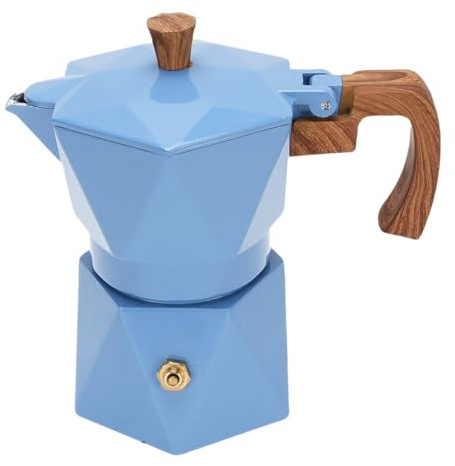 Vvikizy Cafetería Italiana, 2 Taza de de de Estufa de Aluminio Dual Válvula Cervecera para Acampar una Cafetería para Cafetería Cubana en Casa (Azul)