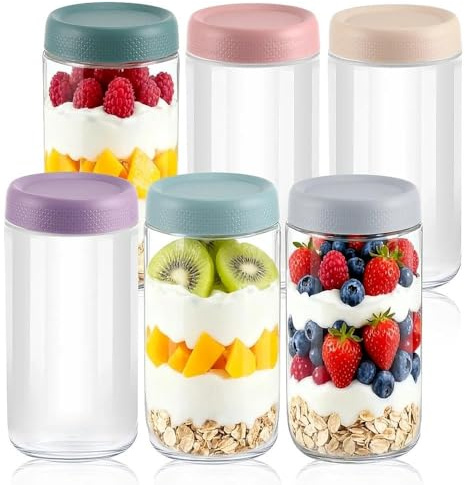 Vasmeiy 6 Stück Overnight Oats Gläser,700ml Einmachgläser mit Schraubdeckel