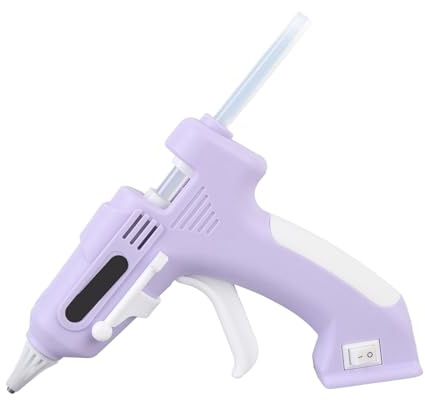 Annadue Glue Gun, Cordless Hot Glue Gun, 90s Fast Preheating Hot Melt Glue Gun, Glue Guns with 10 X 7mm Glue Sticks, Glue Gun for Crafting, DIY, Home & Office Repair (Purple)