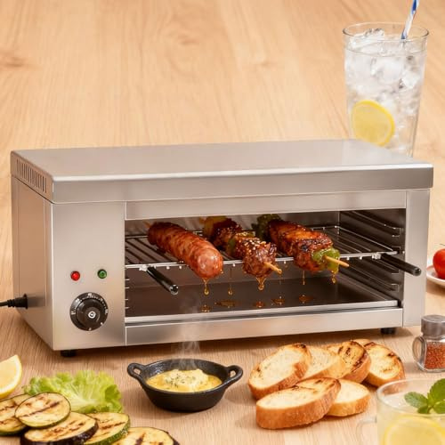 Glowdora 2000w Salamander Broiler, Electric Raclette Grill Cheese Melter, Commercial Wall Mount Or Countertop Stainless Steel Toaster Oven 50℃-300℃ For Cheese Steak Meat