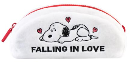 Grupo Erik Peanuts Snoopy Love Plüsch Federmäppchen | Plüsch Federmappe Stift Etui Schule 1 Fach - Schulmäppchen Federtasche Mädchen Jungen Schlampermäppchen Geschenke Einschulung
