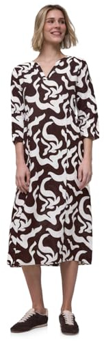 Street One Damen 1408959 Midi-Kleid aus Leinen mit Print (1er Pack)