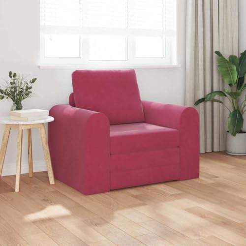 NIVVHOH Sofa Bett Weinrot 98 x 71 x 83 cm Samt Schlafcouch Modernes ergonomisches Design Hoher Komfort für Wohnzimmer und Schlafzimmer