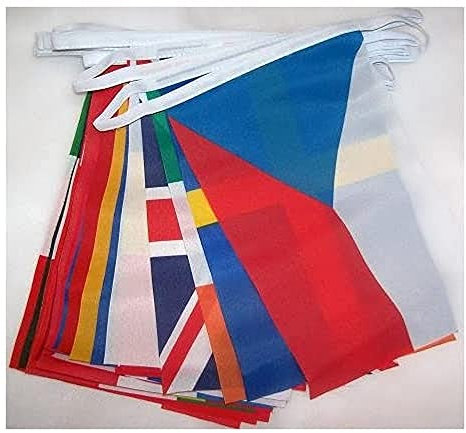 AZ FLAG - Fahnenkette 28 Länder Der Europäischen Union 6 Meter Mit 28 Flaggen - 15x10 cm - Europa 28 Nationen Girlande Flaggenkette 10 x 15 Cm