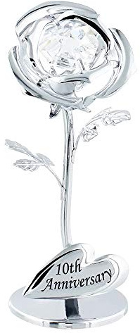 Haysom Interiors Modern 10th Anniversary Silver Plated Flower with Clear Swarovski Crystal Bead by Happy Homewares