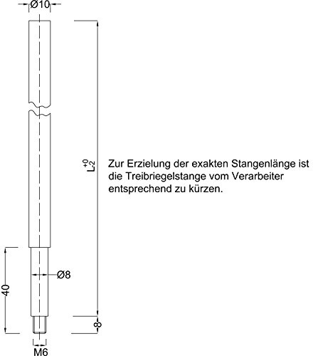 Treibriegelstange BMH 1100, 1000 mm, f. unten, Stahl verzinkt