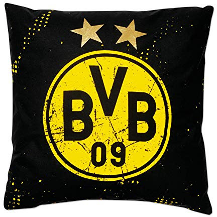 Borussia Dortmund, BVB-Kissen Sterne, Schwarz/Gelb, 40x40cm, 1 Stück (1er Pack)