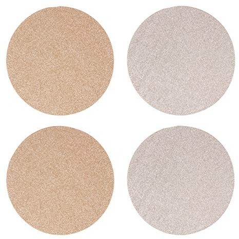 Glitter Placemats, Round, Reversible, Gold & Silver - Set of 4