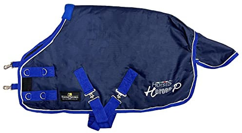 Horses, Pony Winterdecke, 250 g, hervorragende Verarbeitung, nützlich zum Schutz des Pferdes vor Temperaturschwankungen, Regen und Insekten, Blau 95 cm