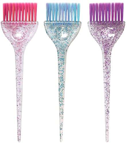 Colortrak Hair Color Brush Set with Glitter Handles, 3 Pack