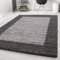 Carpetsale24 Teppich Wohnzimmer Shaggy Moderne 2 Farbig Grau und Silberfarbe 80 x 250 cm - Hochflor Teppich Schlafzimmer Bordüre Muster Extra Weich Pflegeleicht - Langflor Teppich Flauschig Läufer